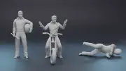 Evel Knievel 6 Figure 3D print Motorcycle Standing Crash Sky Canyon Cycle BONUS
