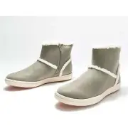 Clarks Cloudsteppers Faux Fur Ankle Boots Olive Taupe 10/W New