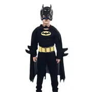 Kids Teens Batman Cosplay Party Costume Muscle Bat Outfits Set Jumpsuit+mask+cloak Gifts - 10-11 Years