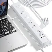 65W Power Board USB C - Powerboard Surge Protector, Power Strip USB-C with 5 Outlets, 60W/45W/30W/25W/20W Fast Charging Station for Laptops, 710J Wall Mountable Power Extension Cord for Home & Office