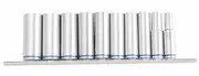 Kincrome K2178 - Deep Socket Rail 10 Piece 3/8" Drive (Mirror Polish) - Metric