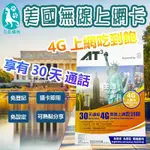 美國4G上網卡AT&T 30天8GB 5GB 上網+吃到飽 美國電話3000分+撥打台灣100分 吃到飽