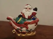 Vintage 1993 KRIS KRINGLE Santas Sleigh Salt & Pepper Shakers Fitz & Floyd BOXED