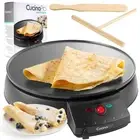 12" Griddle & Crepe Maker, Non-Stick Crepe Pan w Batter Spreader & Recipe Gui...