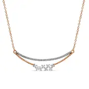 0.33 CT. T.W. Natural Diamond Scatter Curved Double Bar Necklace in 10K Rose Gold