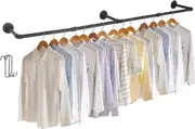 Industrial Pipe Clothes Rail - Wall Mounted Heavy Duty Garment Rack