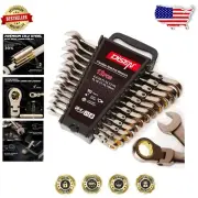 Elegant and Durable 12-Piece Flex Head Ratchet Wrenches 8-19MM for Mechanics