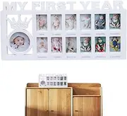 My First Year Picture Frame 12 Month New Baby Photo Frame Baby 12 Picture Collage Frame Milestone for Photo Memories White Baby Album 12 Picture Collage Frame My First Year Picture
