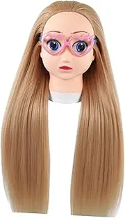 harayaa Doll Head Model with Desktop Stand Doll Mannequin Head Kids Styling Practice Doll Head for Hairstylists Children Girls Gifts, Style A