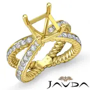Vintage Princess Shape Semi Mount Diamond Wedding Ring 14k Yellow Gold 1 Ctw