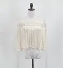 Desigual Womens Cream Crochet Fringe Boho Long Sleeve Sam Top Sz S