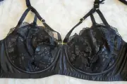 CITY CHIC Bra Size 20B / 42B Boudoir Black Sexy Lingerie Strappy SOFT CUP L
