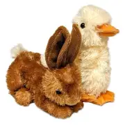 Bitty BUNNY & Yellow DUCKLING Mini Flopsie 8" Stuffed Animal Plush by Aurora