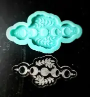 Shiny MOON PHASES and Vines Etched SILICONE Mold - Clay Resin Wax - Craft Charm