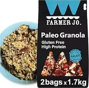FARMER JO Paleo Granola - High Protein Healthy Breakfast Cereal Made with Honey, Coconut, Seeds & Nuts | Gluten-Free, Vegetarian, Non-GMO, Keto, Dairy Free, No Preservatives - Resealable Bag (2 Bags x 1.7kg)