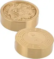Solid Brass Traditional Chinese Calligraphy Paperweight Round Brass Decorative Object for Desk