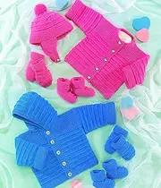 [UKHKA/12] UK Hand Knit Association Baby Cardigan, Jacket, Hat & Booties DK Knitting Pattern UKHKA