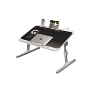 SOGA 70X45cm Black Small Laptop Study Table Bed Portable Adjustable Foldable