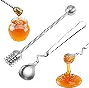 Yuiturt Pack of 2 Honey Spoons, Jam Spoons, Stainless Steel Hanging Jam Spoon, Honey and Syrup Dipper Stick for Jam, Yogurt, Honey, Syrup