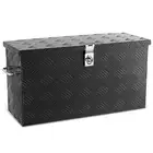 27"L X 9.4"D X 12.6"H Black Hydraulic Lift 5 Bar Diamond Tread Aluminum Tool Box