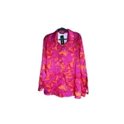 Boohoo blouse size 16 NEW button-up oversized orange & pink vibrant summer fun