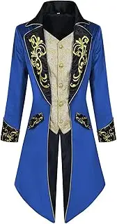 [Generic] Gothic Victorian Frock Coat | Medieval Vintage Men's Jacket - Embroidery Vintage Gothic Steampunk Tuxedo for Beast Costume, Circus Jacket, Vampire Costume