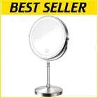 High-Definition Lighted Vanity Mirror with 360° Swivel and Magnifying Reflection