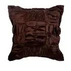 Cushion Cover Brown 16"x16", Sofa Decor Satin Ruched Textured - Dreamy Brown