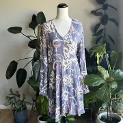 Mister Zimi Dress Paige Orchid Floral Dress Size 14 NWT V Neck Long Sleeved