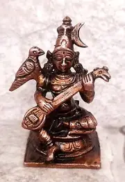 Copper Handmade Goddess Raja Matangi Idol Statue Rich Patina Antique Finish