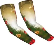 [FHEDVBN] Merry Christmas Arm Sleeves Compression Arm Covers for Men Women Outdoor Sun Sleeves Cooling Sports Sleeve, Black