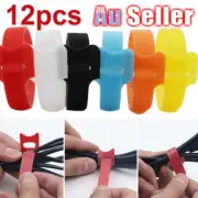 12PCS Hook Loop Winder Coded Magic Organiser Cable Ties Cords Reusable