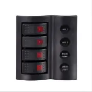 4 Gang Marine Boat Rocker Switch Panel Circuit Breaker Waterproof LED Indicator
