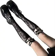 Esdlajks Lolita Socks Japanese Lolita JK Student Socks Girls' Socks Split Toe Lace Socks (Color : Black, Size : ONE Size)