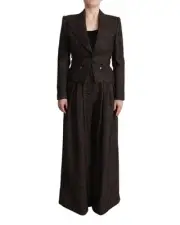 Dolce & Gabbana Metallic Tweed Pantsuit Women Brown Coats