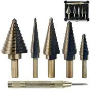 6pcs Step Drill Bits for Metal, Step Drill Bit Set 50 Sizes Tri-Flat Shank HS...