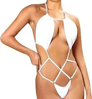 [Generic] Women's One Piece Swimsuit Thin Ribbon Hollow Bikini Solid Color Sexy Strapping Swimsuit Beachwear Swimwear