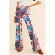 Wrangler Heritage Wanderer Patchwork Flared Denim Jeans - Women's Size 25W 32L