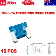 10 Pcs 15A Low Profile Mini Blade Fuses - Blue Car Truck Auto Fuses 15 Amp AU