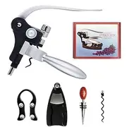 Wine Bottle Opener Rabbit Corkscrew Set Demenades Wine Opener Kit with Foil Cutter Wine Stopper and Extra Spiral Copper Silver