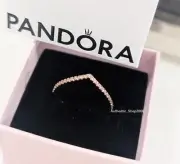 NEW 100% Authentic PANDORA Wish Stacking Sparkling Pave Pink Ring 186316C02