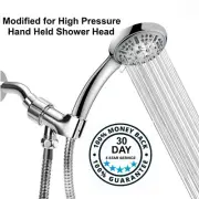 Modified High Pressure Hand held Shower Head 9 Spray Settings 60 Inch Hose
