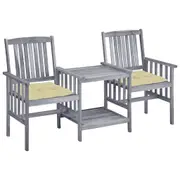 Garden Chairs with Tea Table and Cushions Solid Acacia Wood vidaXL