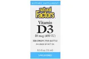 Natural Factors, Vitamin D3 Drops for Kids, Unflavored, 10 mcg (400 IU), 0.5 fl oz (15 ml)