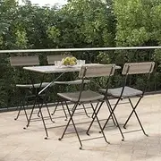 VRAXO Folding Bistro Chairs 4 pcs Grey Poly Rattan and Steel -19.6KG,3152118
