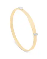 Marco Bicego 18K Yellow Gold Masai Diamond Pave Two Station Thin Bangle Bracelet
