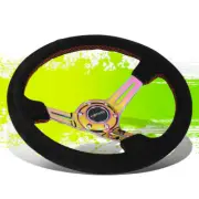 NRG RST-018S-MCRS NEO CHROME SPOKE SUEDE W/RED STITCH 35CM 3"DEEP STEERING WHEEL