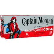 Captain Morgan Spiced Rum & Cola Can 375mL (10 pack)
