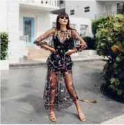 Alice McCall Marigold Sheer Black Sugar Plum Floral Embroidered Night Out Dress