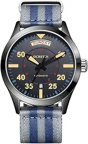 [OCHSTIN] Military Watch Self-Wind Mechanical Auto Date Day Male Clock (Black), strap